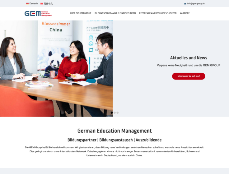 Screenshot GEM Group Website Referenz WordPress