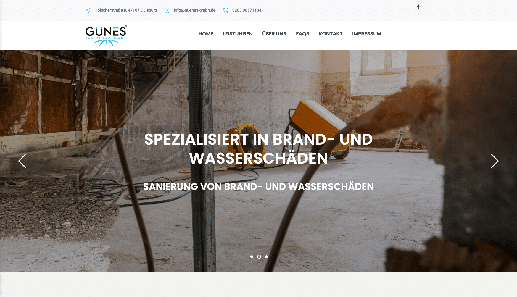 Screenshot Günes Sanierung GmbH Website Referenz WordPress
