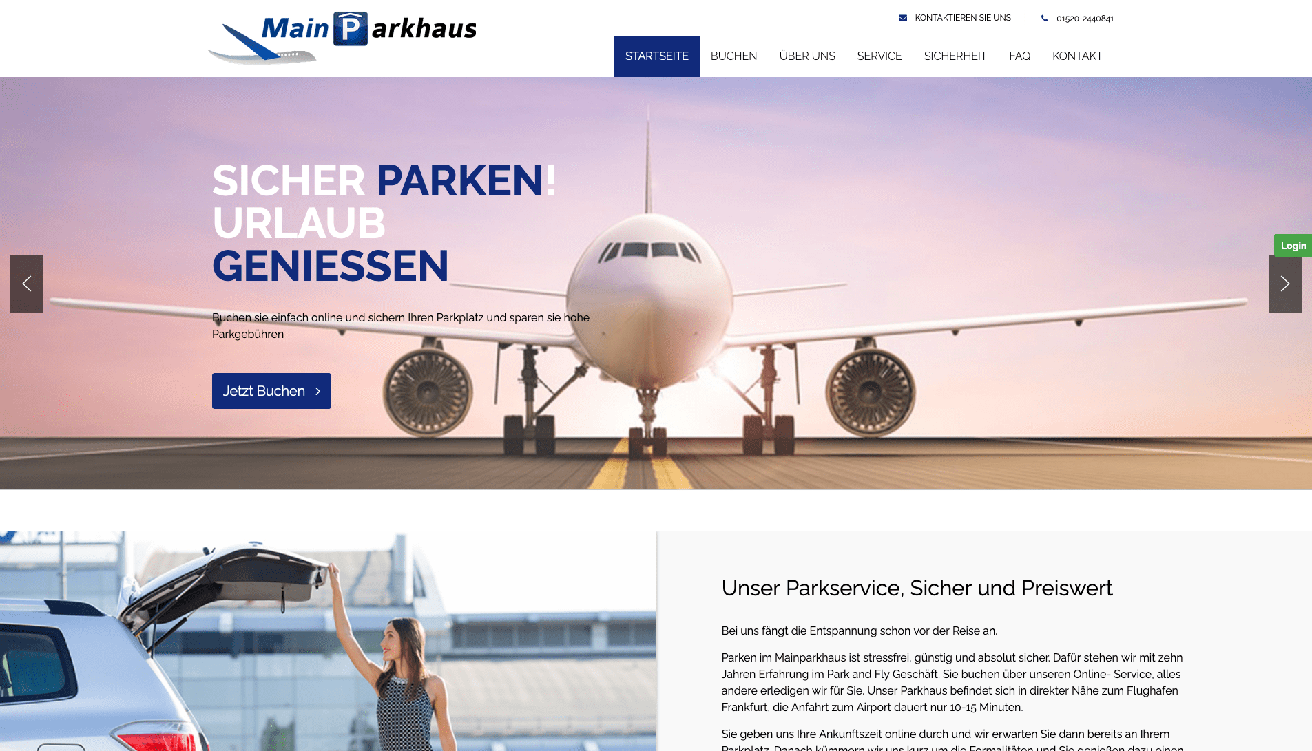 Screenshot Main Parkhaus Parkplatz Website
