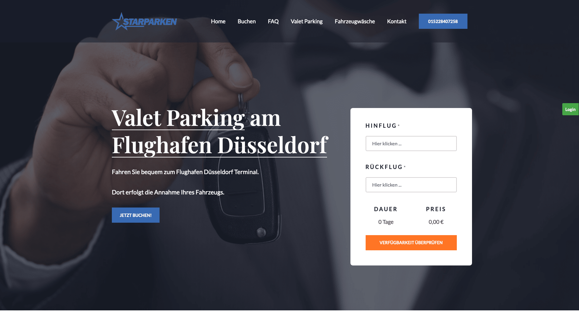 Screenshot Parkplatz Website Starparken