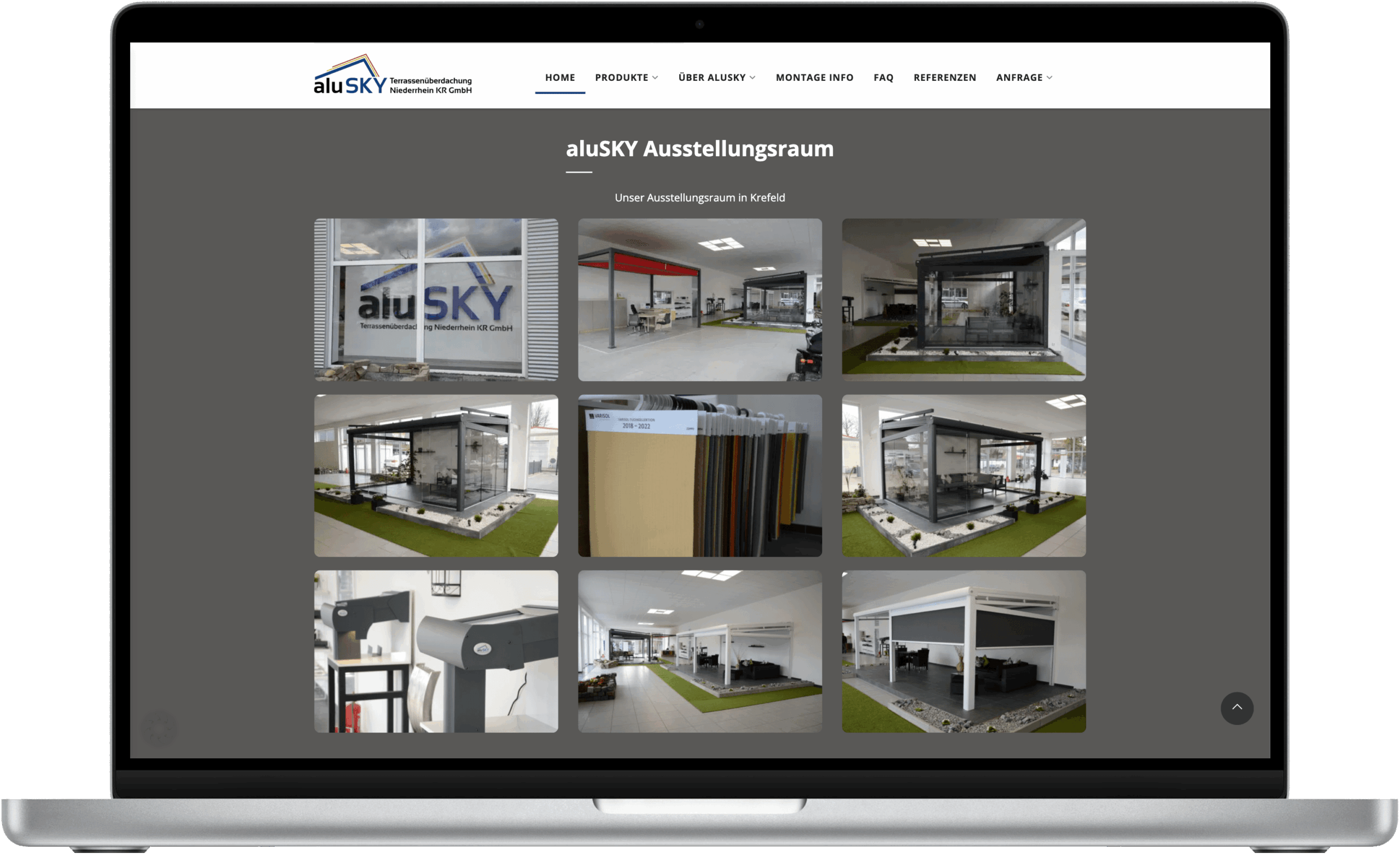 aluSky Terrassenüberdachungen Screenshot Showroom Referenz