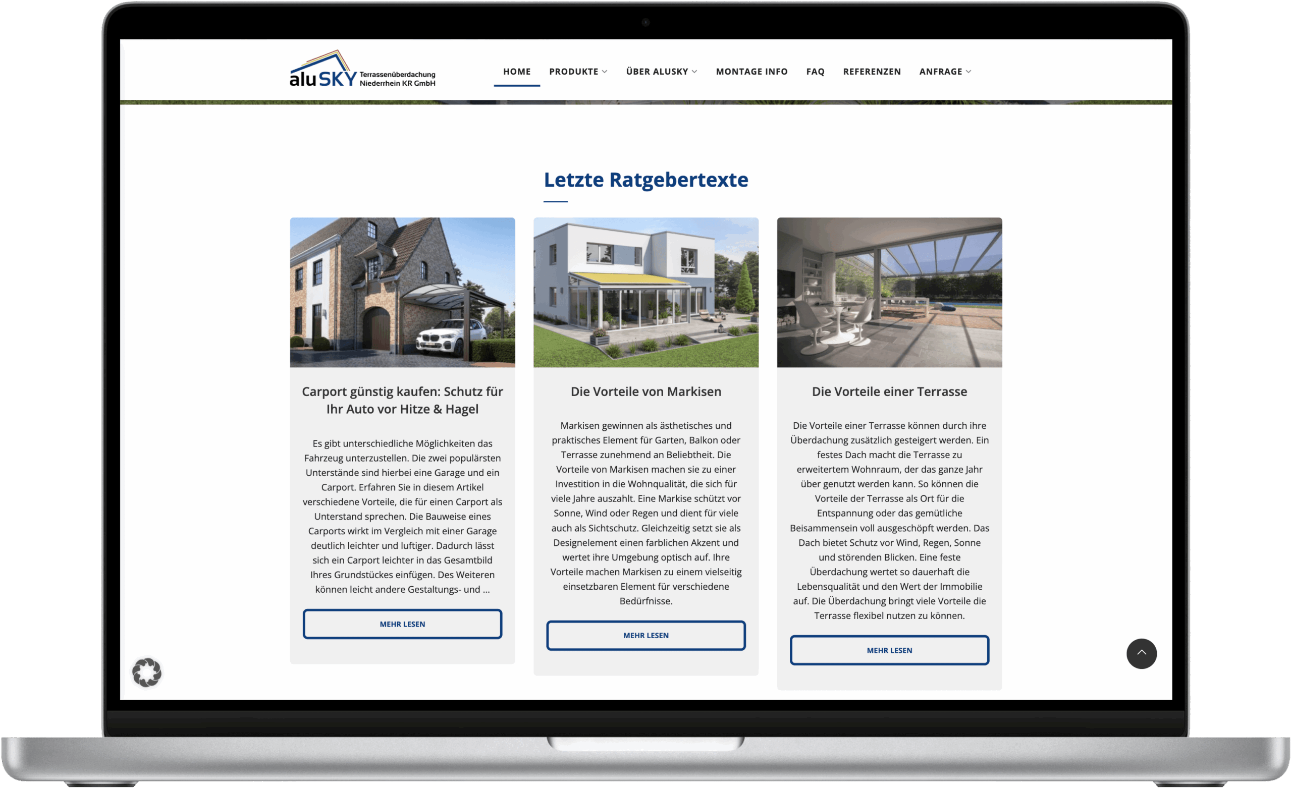aluSky Terrassenüberdachungen Screenshot Ratgeber Referenz