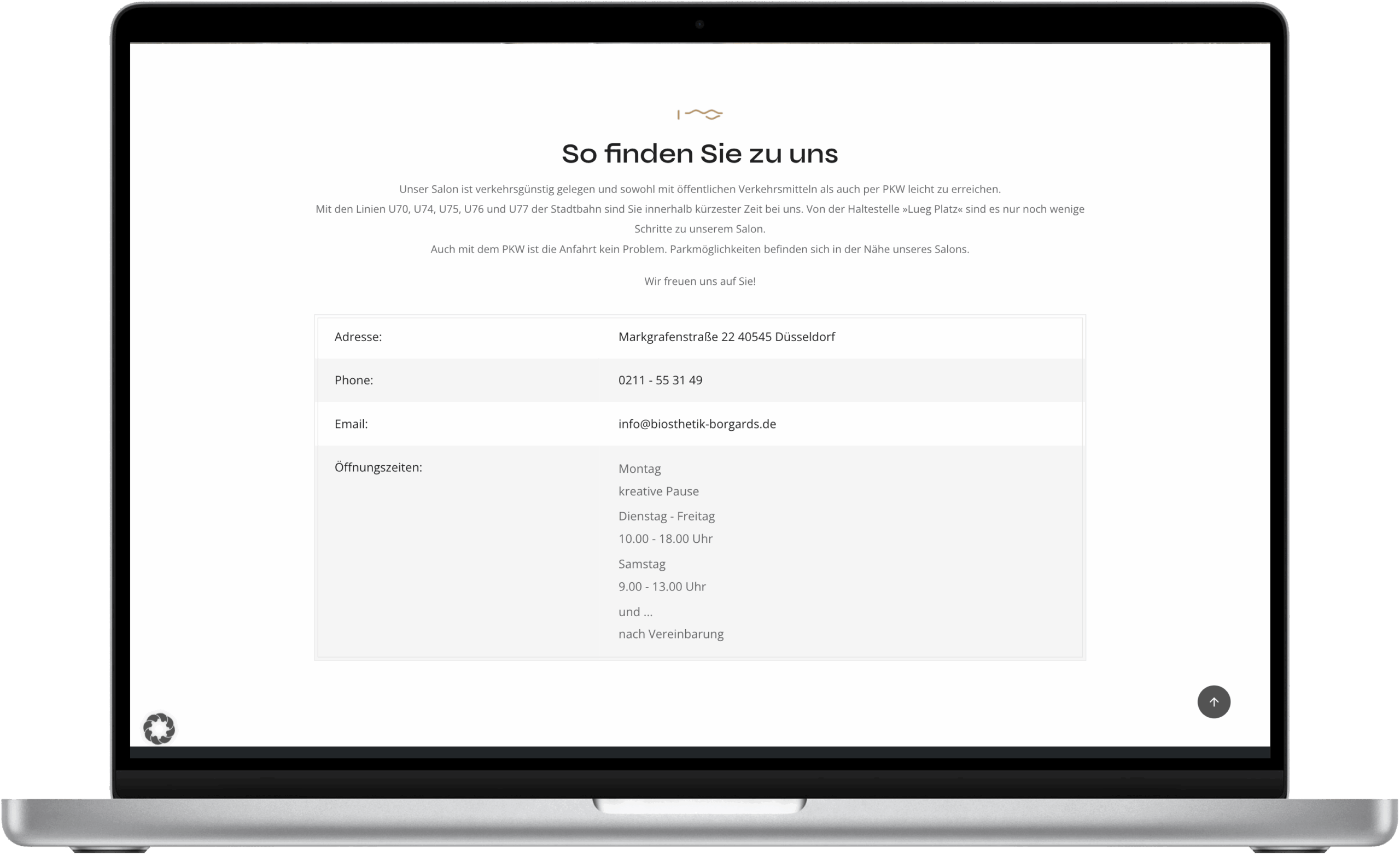 Friseur Borgards Screenshot Kontakt Referenz