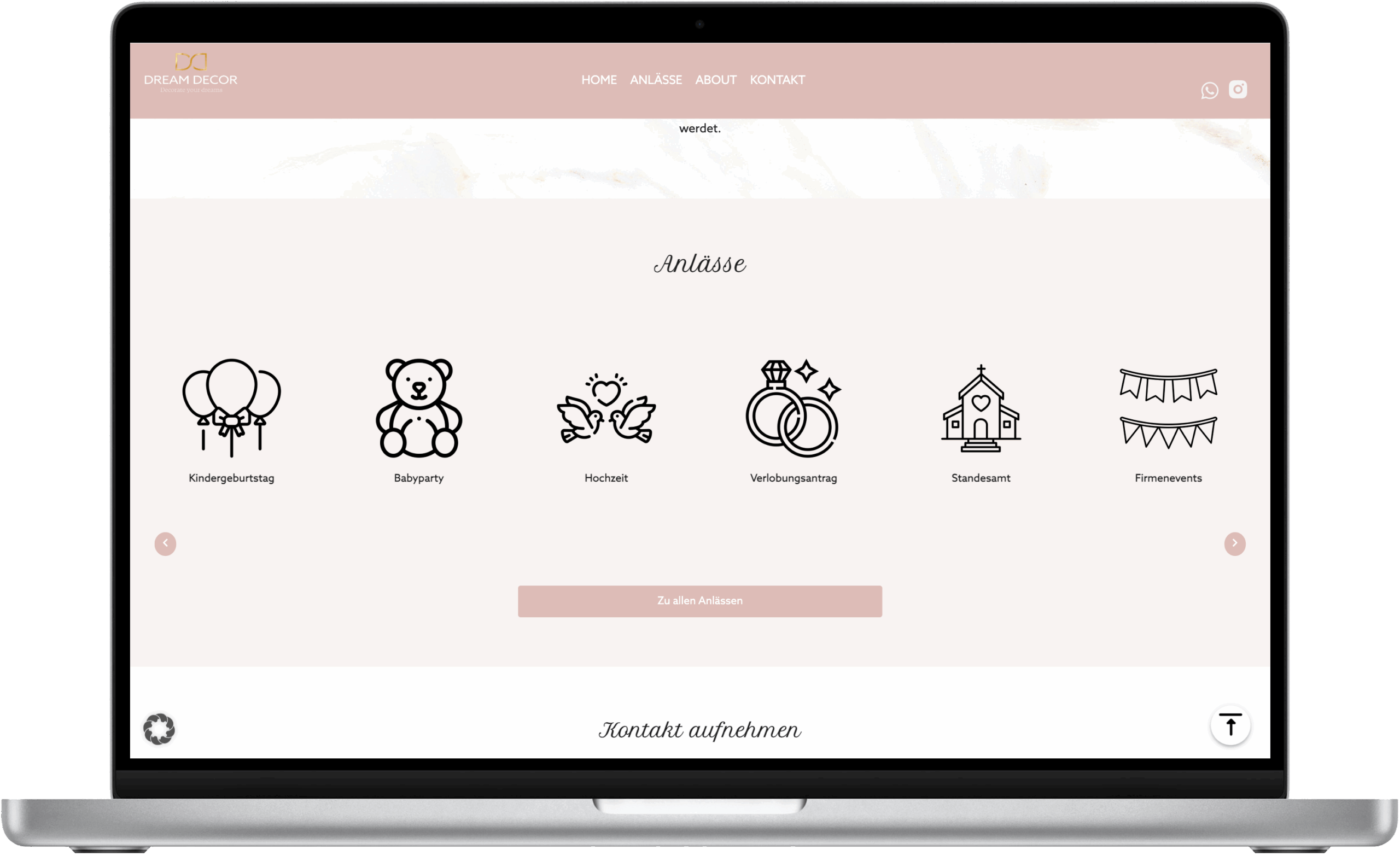 Dreamdecor Screenshot Anlässe Referenz