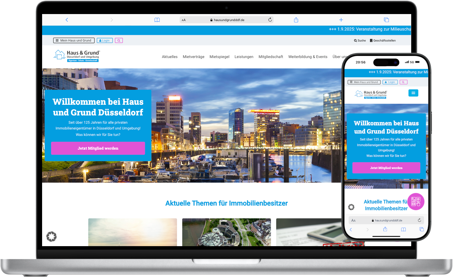 Haus und Grund Düsseldorf Referenz Webseite - WordPress Agentur Düsseldorf