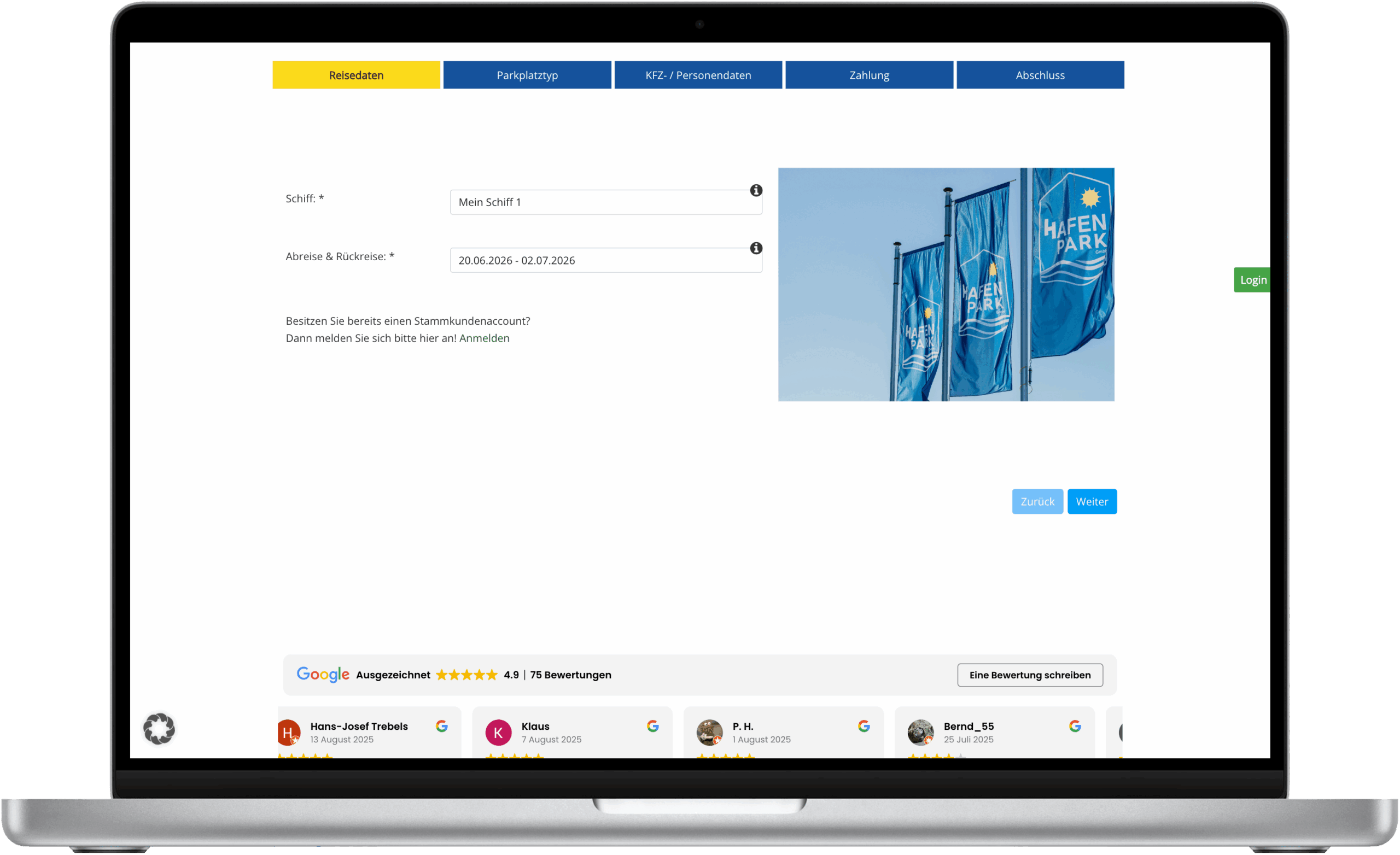 Ihr Hafenpark Buchen Screenshot Referenz