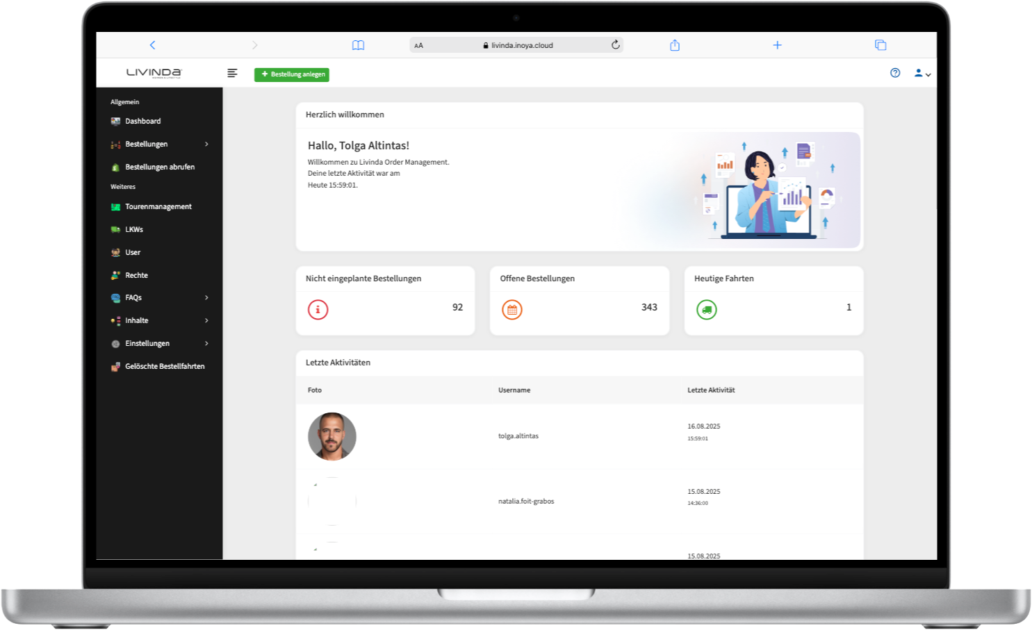 Livinda individuelle Softwareentwicklung Referenz Screenshot Dashboard