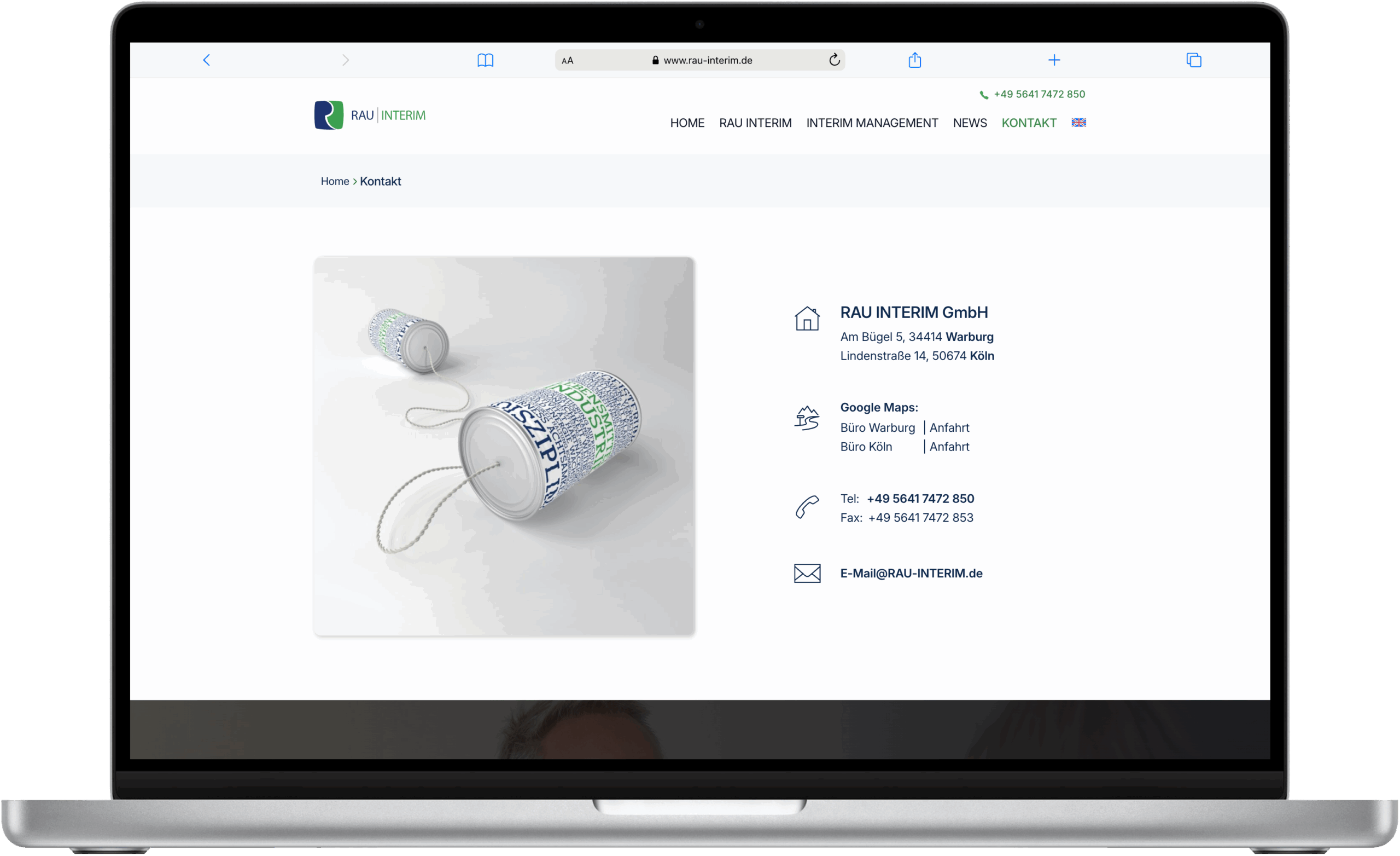 Rau Interim Screenshot Kontakt Referenz