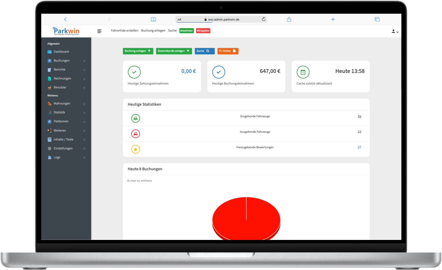 ParkWIN individuelle Softwareentwicklung - Parkplatz Management System für Flughafenparkplätze