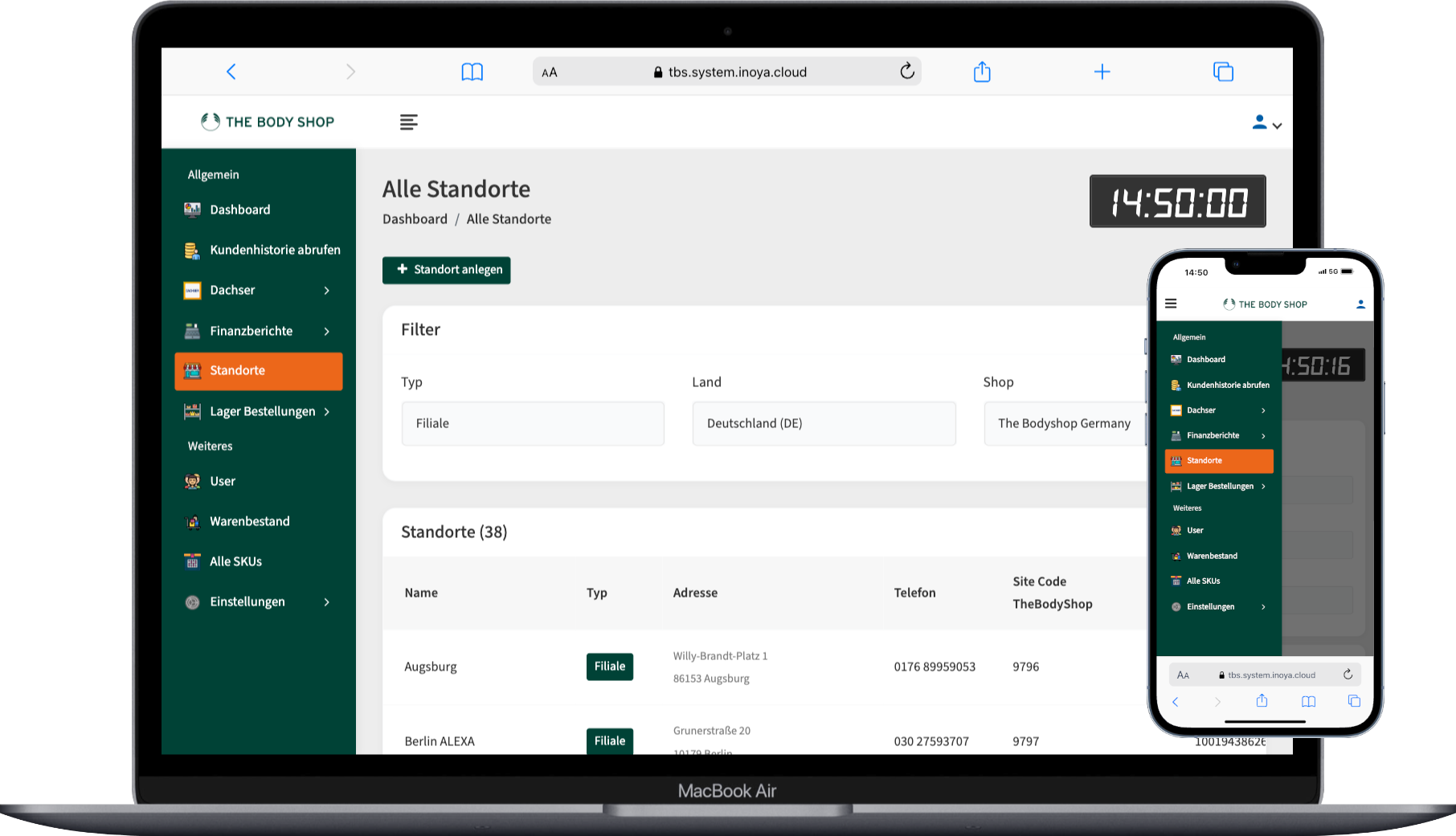 The Body Shop System individuelle Softwareentwicklung Screenshot