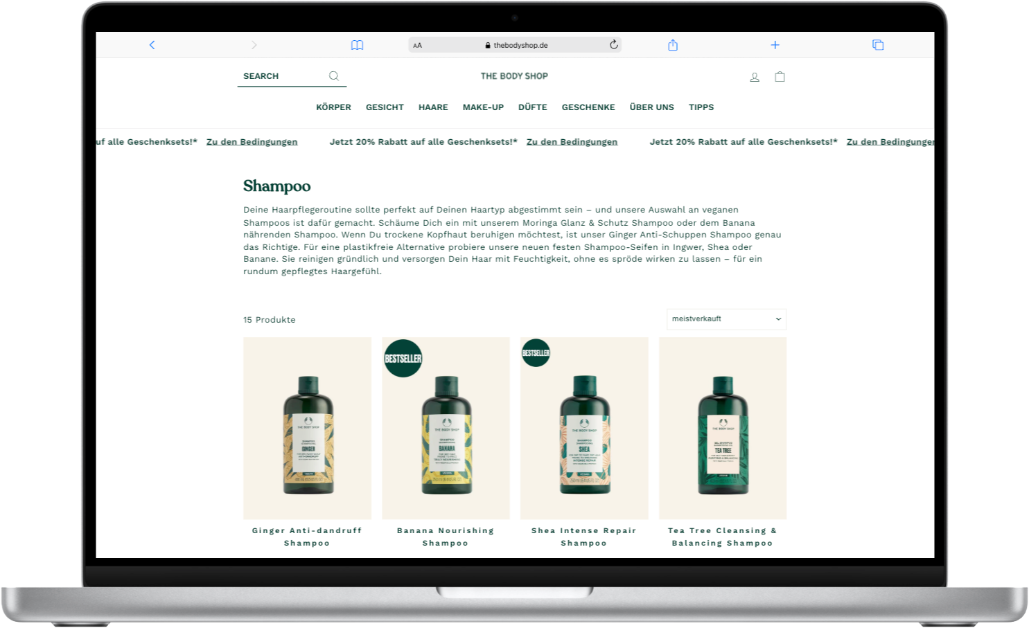 The Body Shop Shopify Screenshot Kategorie Referenz