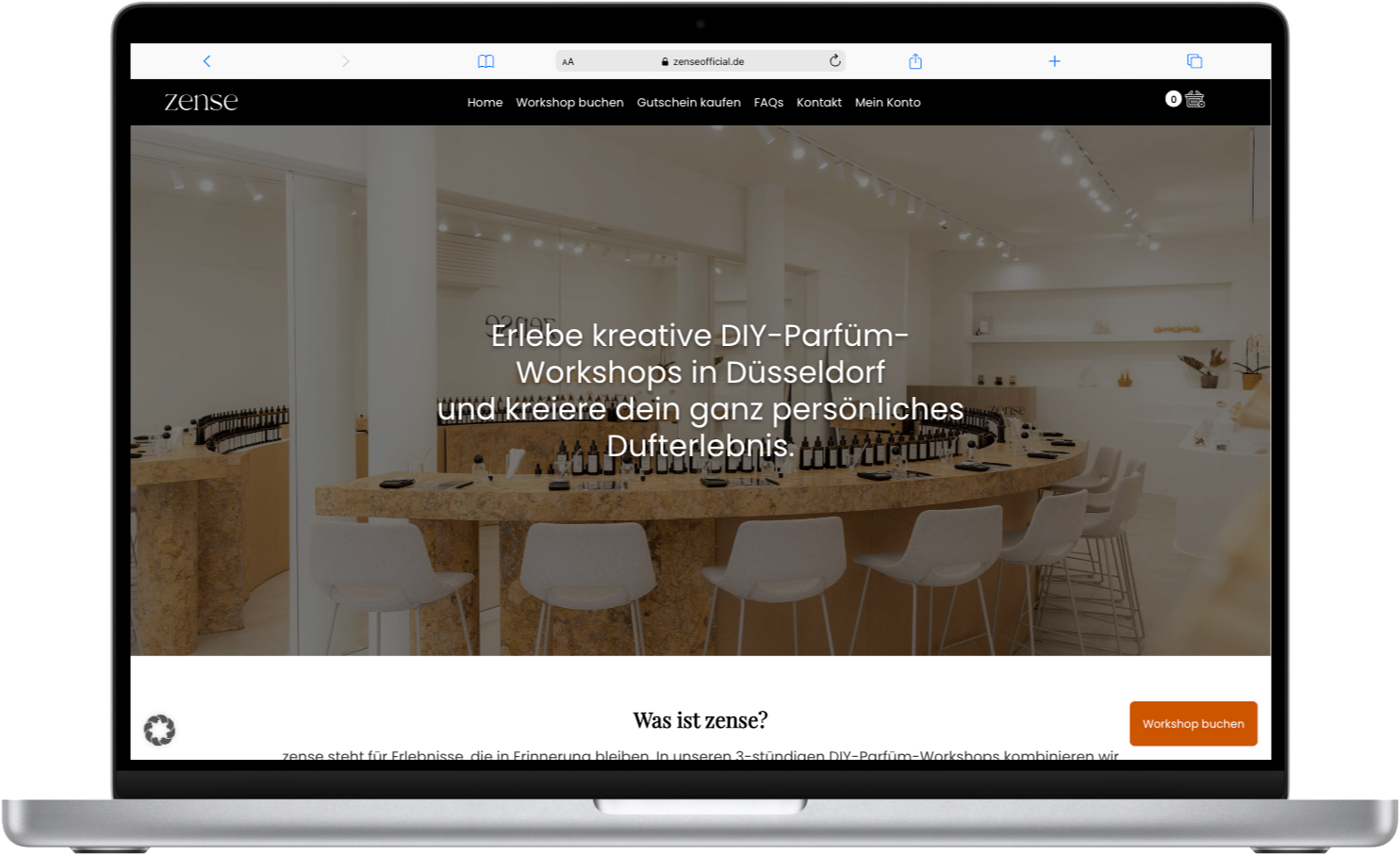 zense DIY Parfüm Workshop Referenz Screenshot Home