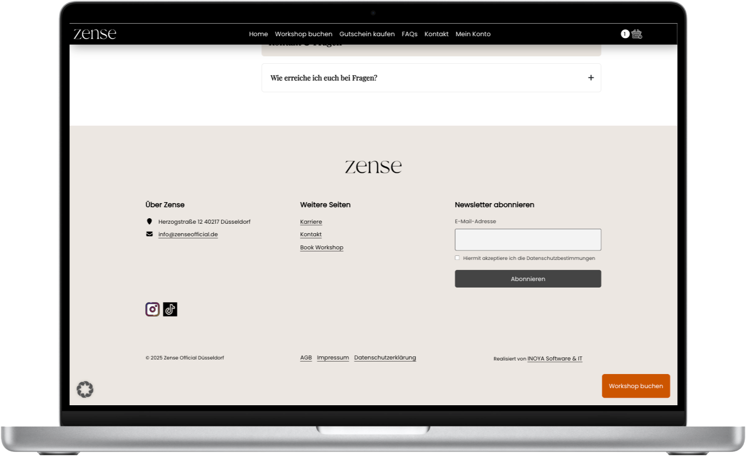zense WooCommerce Referenz Screenshot Footer